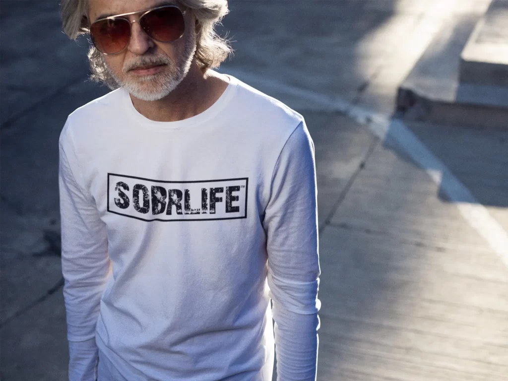Sober swag shown off with the new SOBRLIFE long sleeve tee!