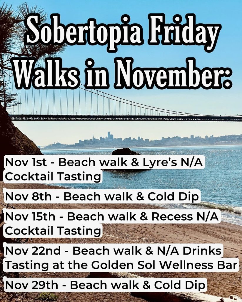 Schedule for Sobertopia's November Sober Walks